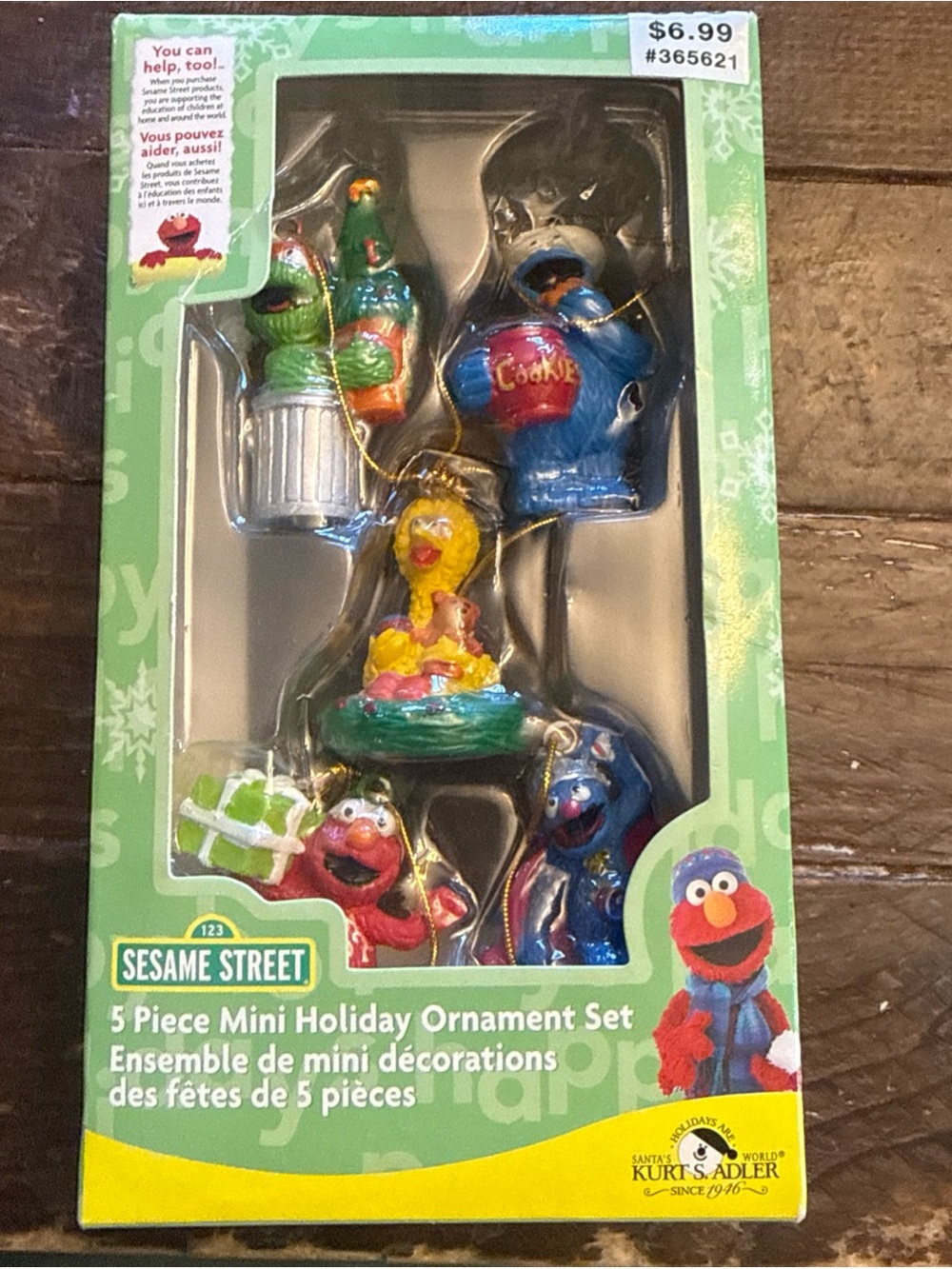 Sesame Street Kurt Adler 5 Piece Mini Holiday Ornament Set 2006 Elmo Bert Ernie
